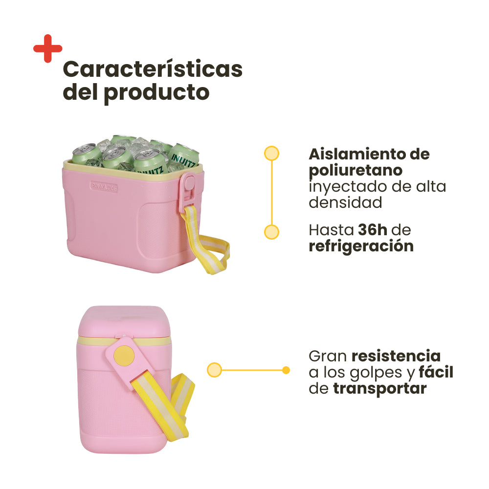 Nevera Portatil Retro Rosa 8L