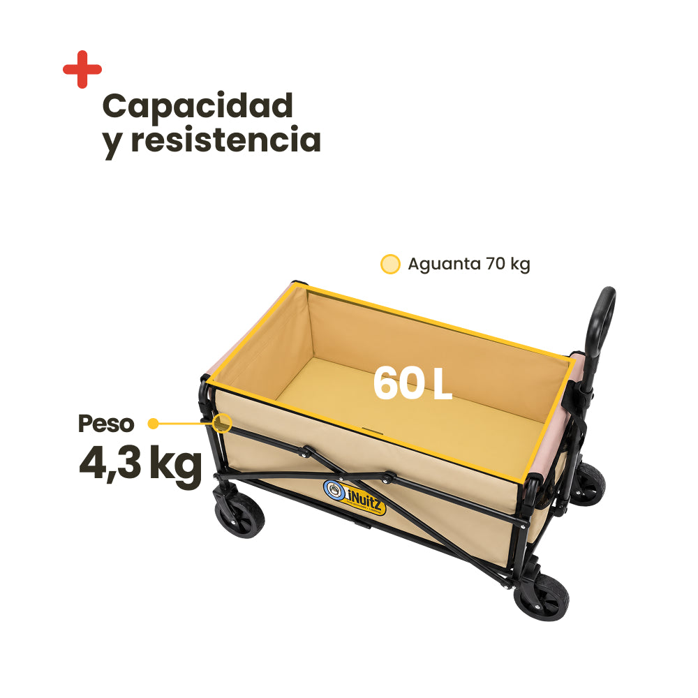 Carrito plegable de transporte 60L - Beige