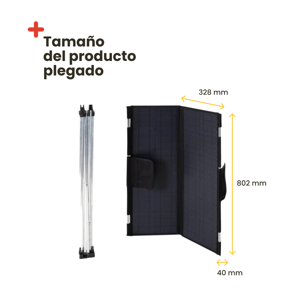 Mesa plegable portátil con panel solar. 60W