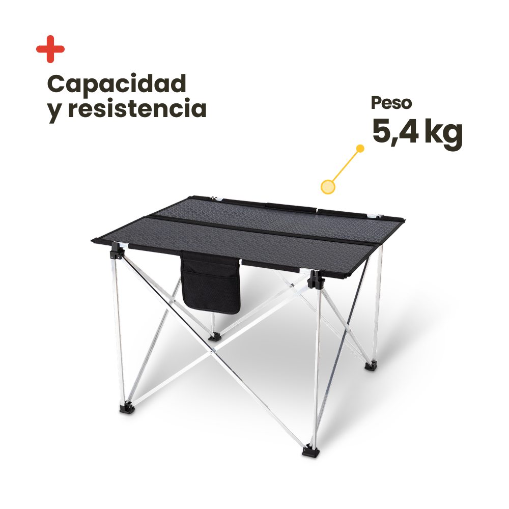 Mesa plegable portátil con panel solar. 60W