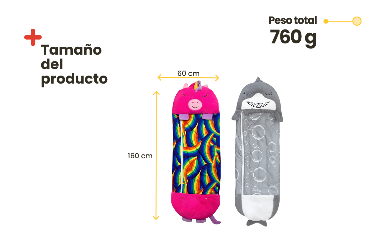 Saco de Dormir de Tiburon Infantil - Algodón 160x60 – Ligero, Cómodo y Seguro