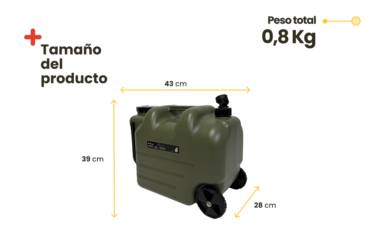 Depósito de Agua Portátil 28L con Ruedas Inuitz