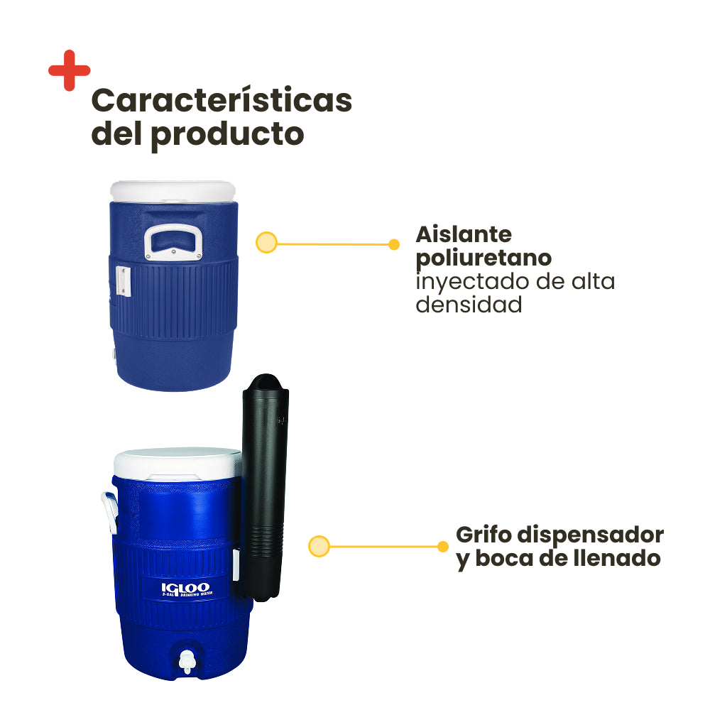 Bouteille isotherme industrielle Igloo avec couvercle de siège 19 litres bleu