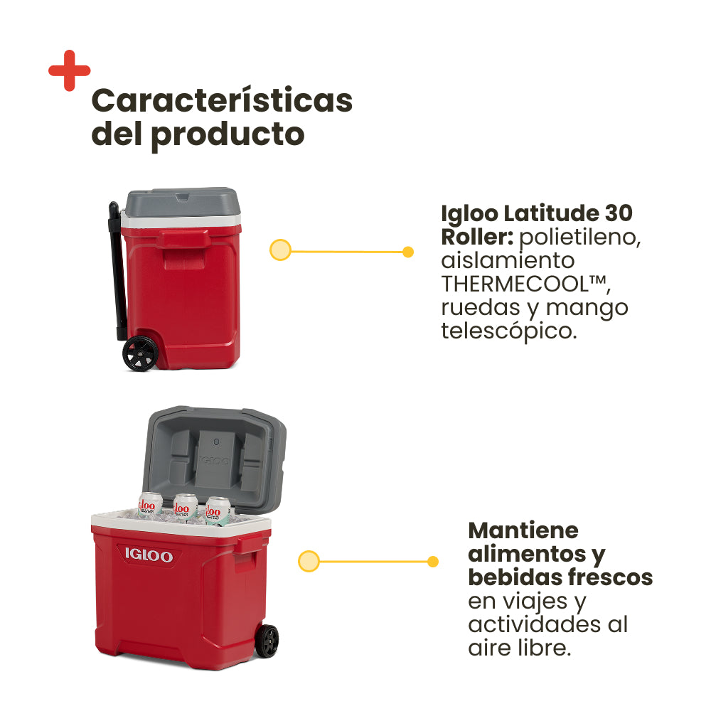 Igloo Latitude 30 Roller Portable Cooler - Red
