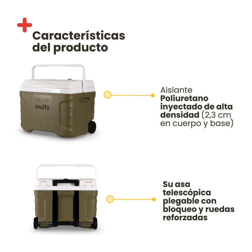 Portable Cooler with Wheels INUITZ Compact Roller 20L green