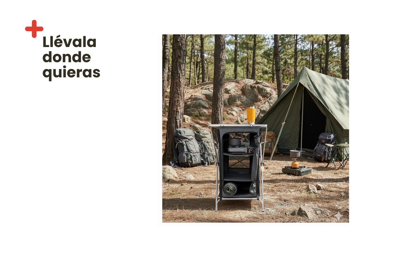 Folding Kitchen Furniture for Camping with Shelves