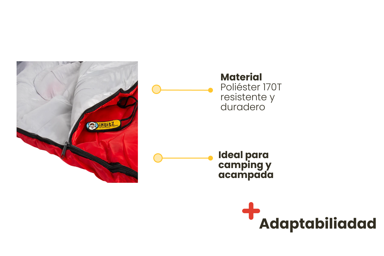 Sleeping Bag 5/+20ºC with Transport Bag – Lightweight, Compact, and Durable (Red)