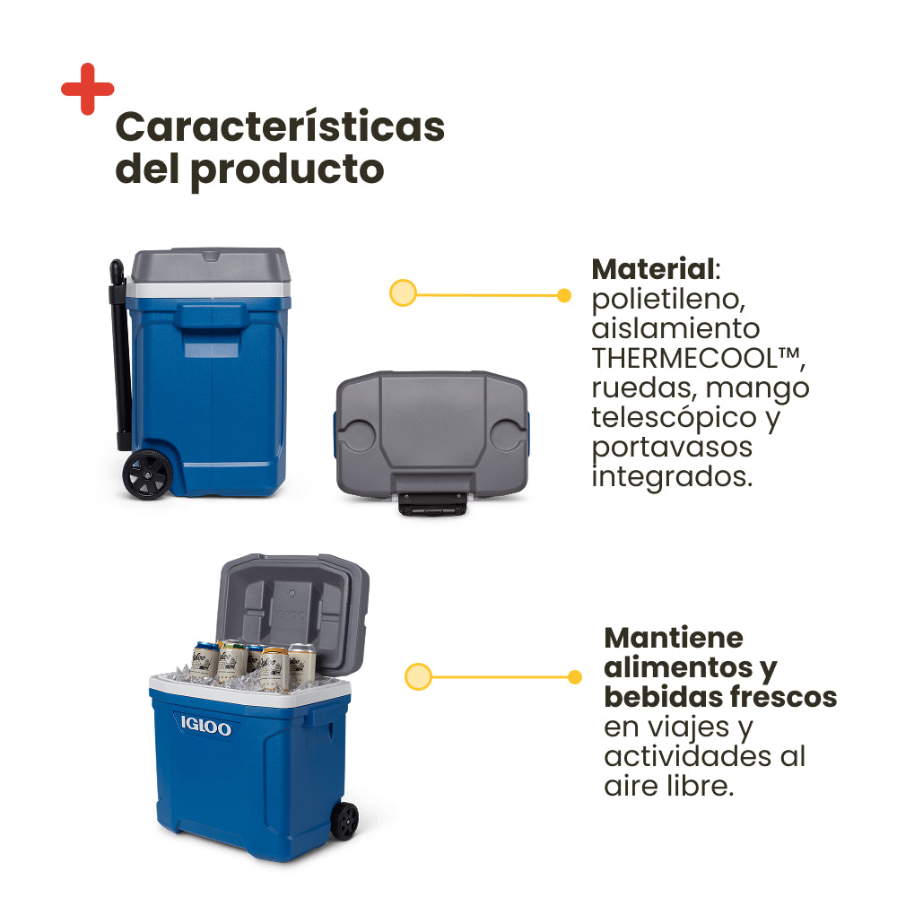 Glacière portable à roulettes Igloo Latitude 30. Bleue.