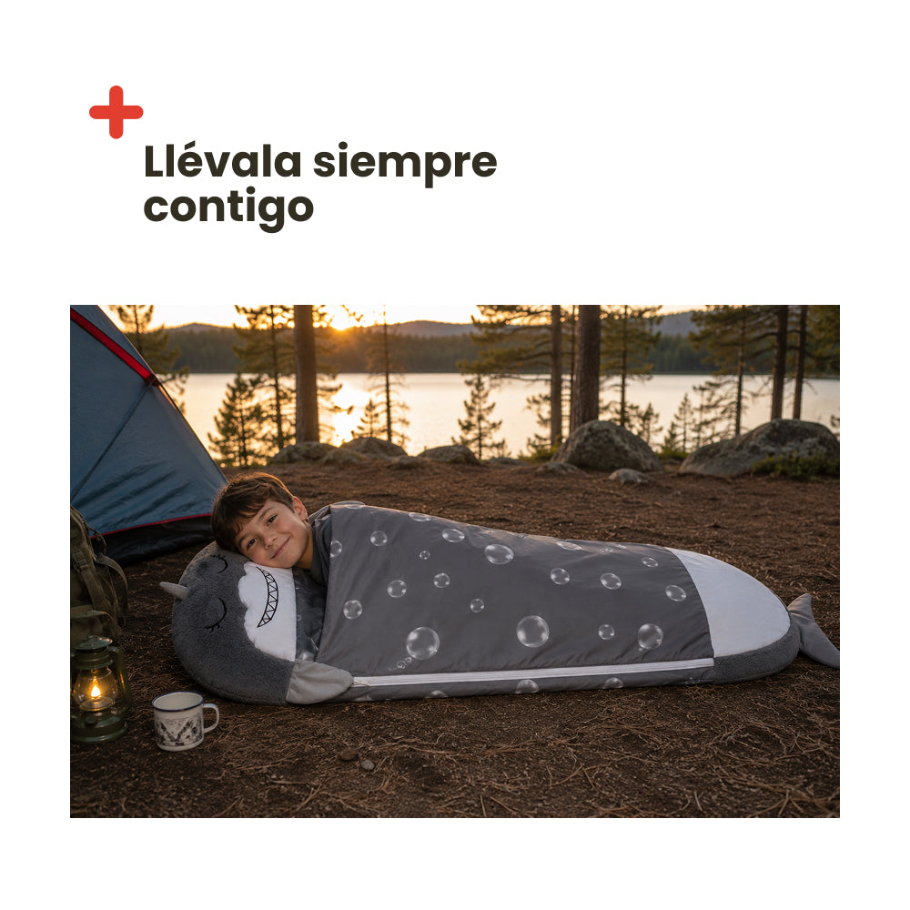Saco de Dormir de Tiburon Infantil - Algodón 130x50 – Ligero, Cómodo y Seguro