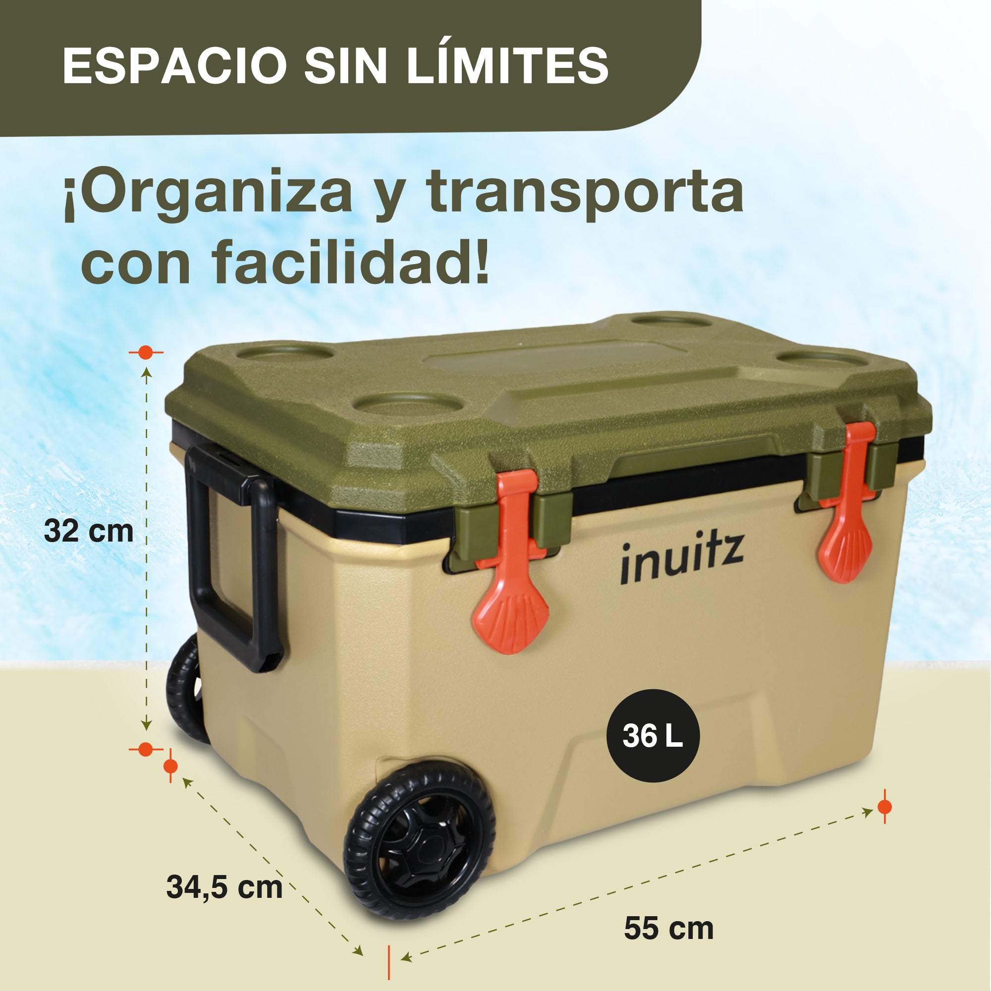 Nevera Portátil con Ruedas INUITZ Explorer 36 Litros Roller