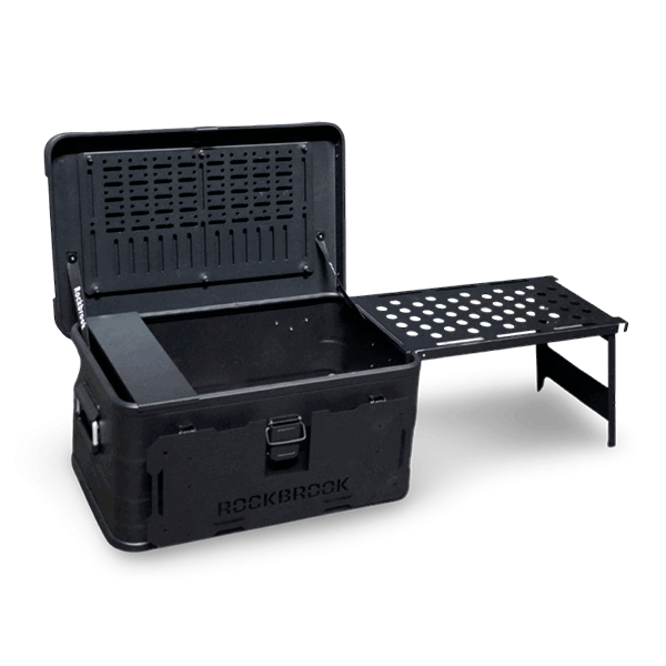 Caja almacenamiento 50l negra con mesa