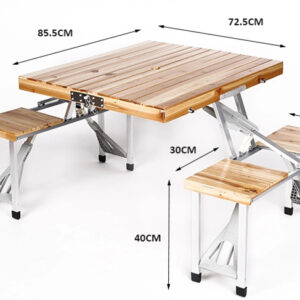dimensiones mesa plegable con sillas de madera Inuitz