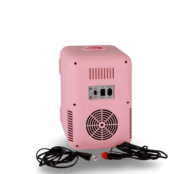 nevera cosmeticos rosa cables