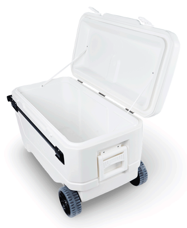 nevera portatil igloo 105 litros con ruedas abierta