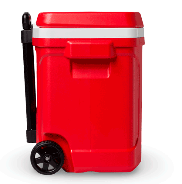 nevera portatil con ruedas igloo 26 litros roja lateral