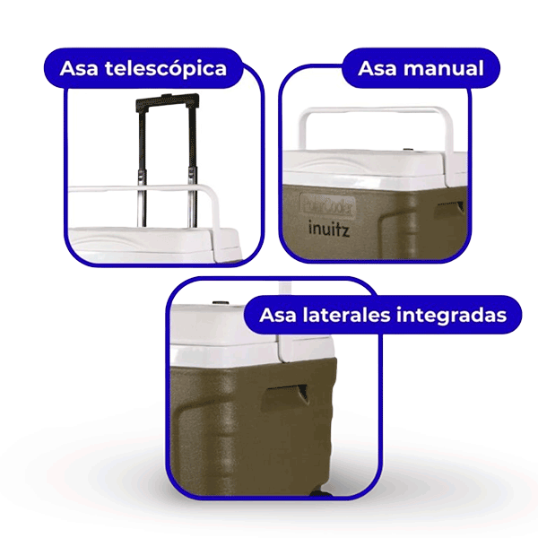 nevera portatil con ruedas inuitz verde 20 litros detalles