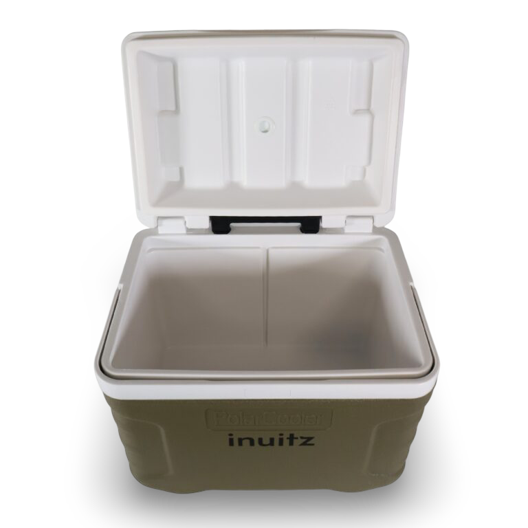 nevera portatil con ruedas inuitz verde 20 litros tapa abierta
