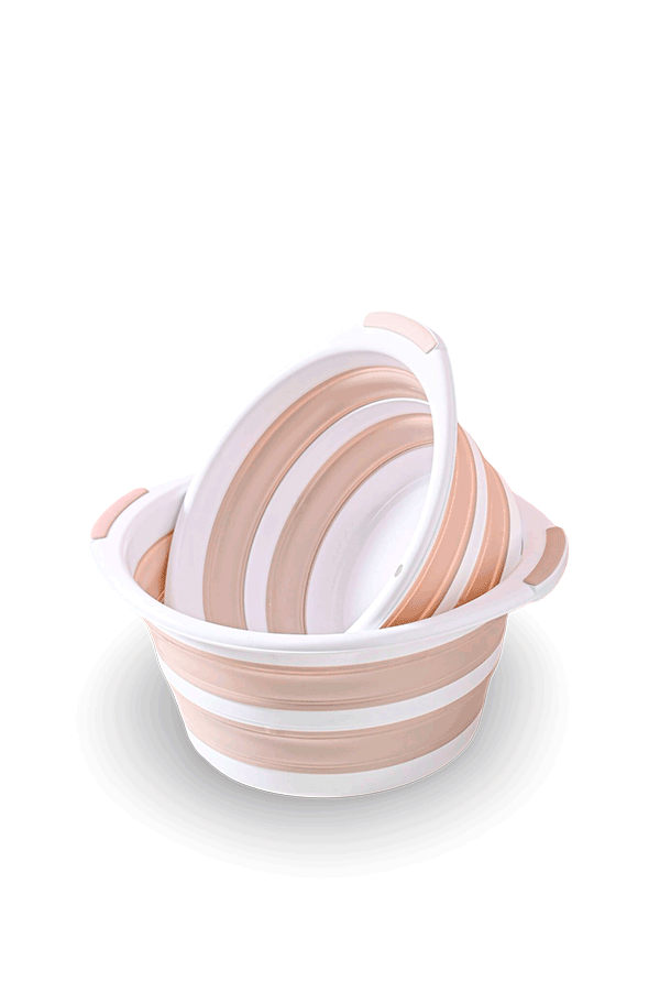 palangana beige y blanco