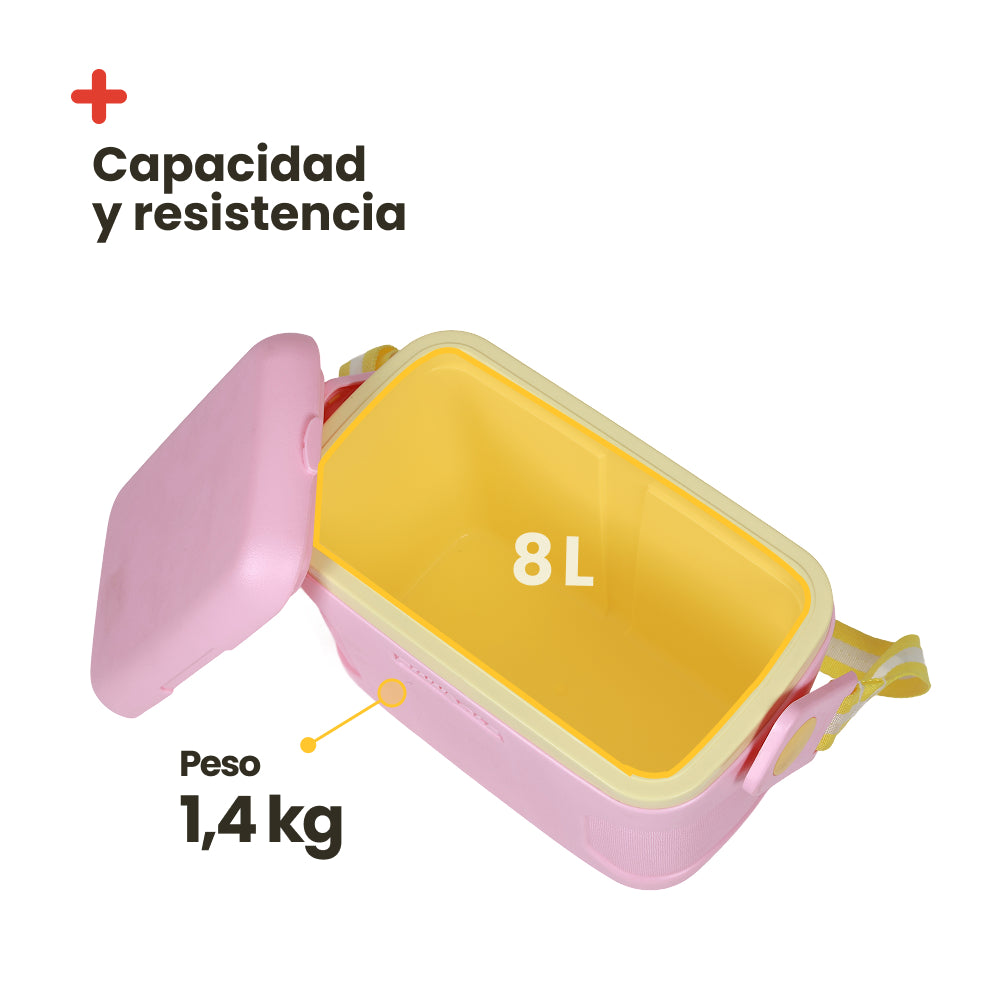 Nevera Portatil Retro Rosa 8L