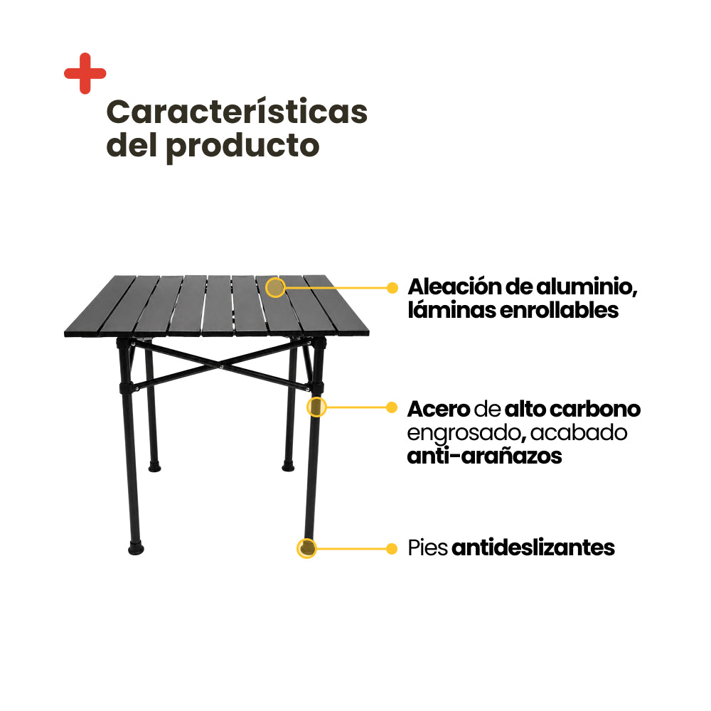 Set de Mesa y 4 Sillas Plegables de Camping