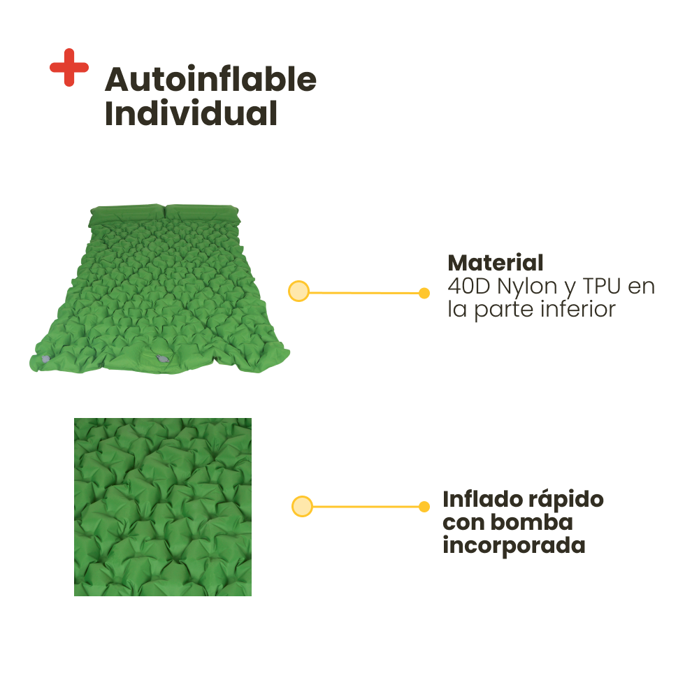 Colchón autoinflable 2 plazas - Apto para 2 personas