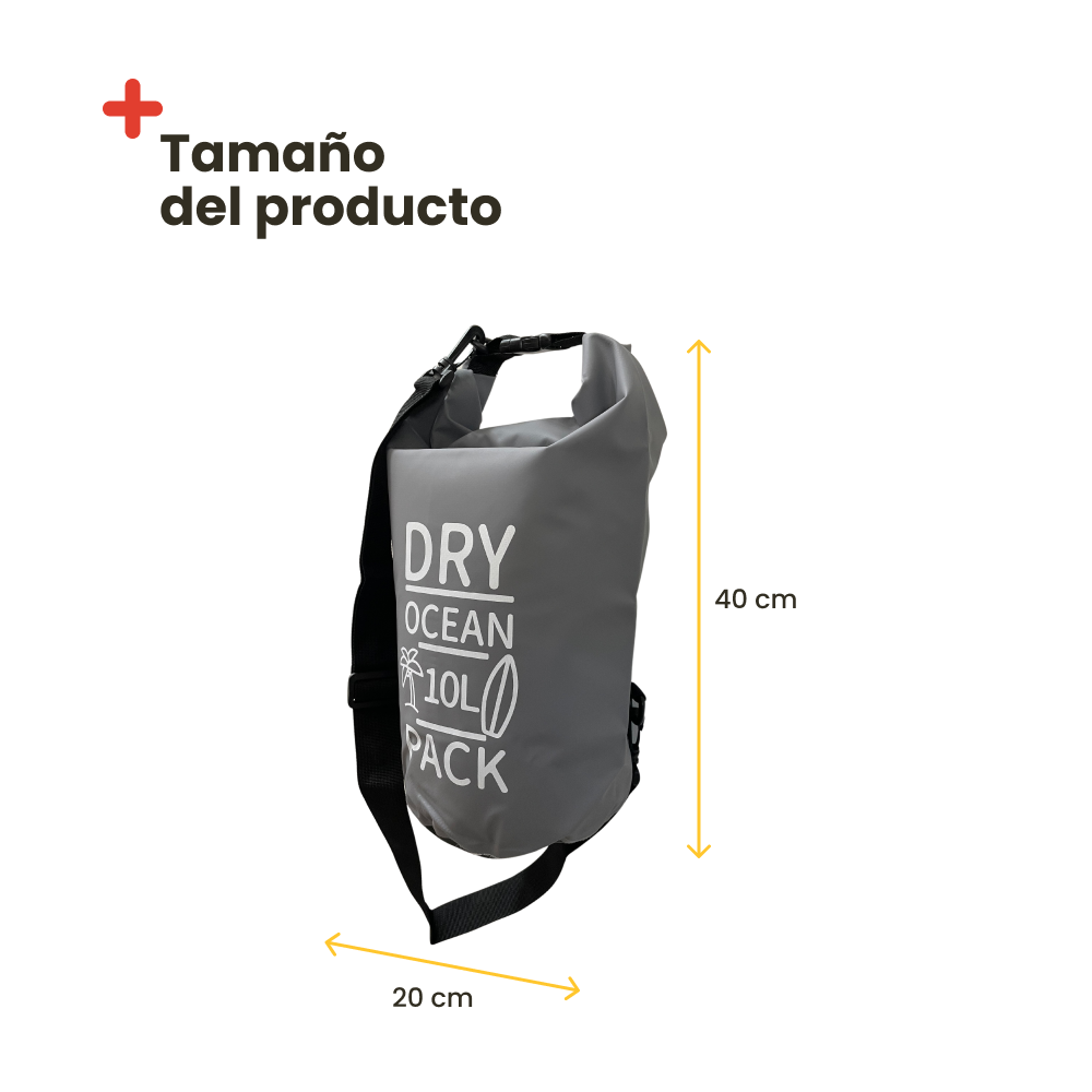 Borsa impermeabile da 10 litri. Grigio