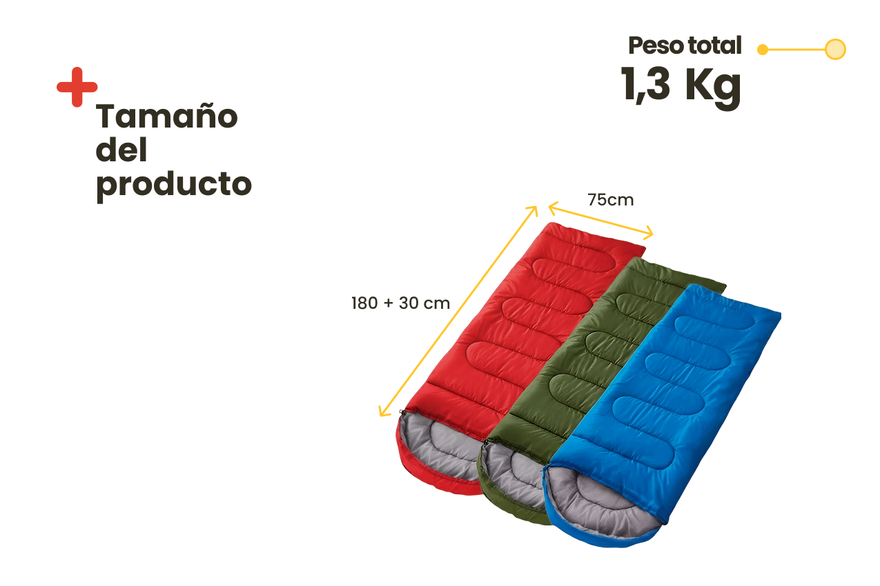 Sac de couchage 5/+20ºC avec sac de transport – Léger, compact et durable (Rouge)
