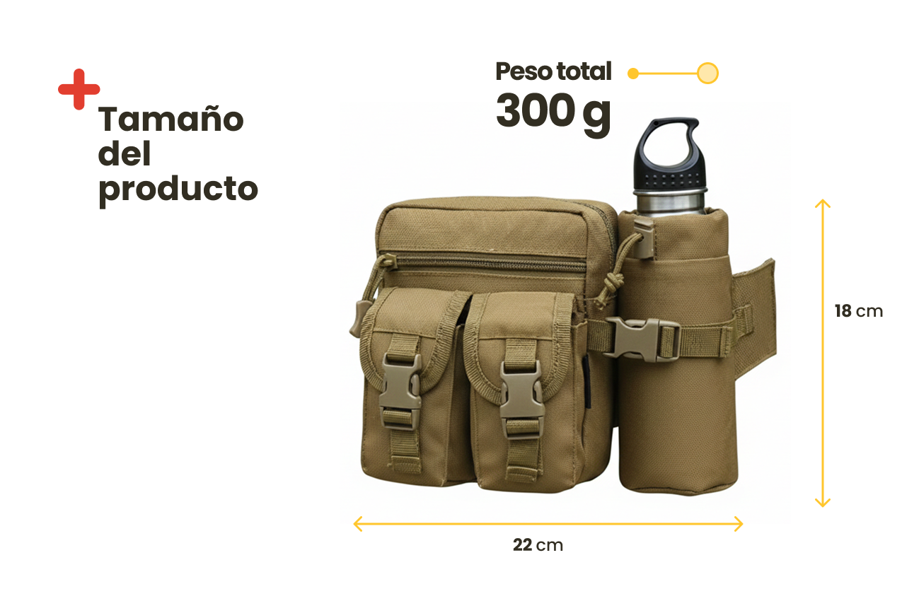 Riñonera Táctica con Botella de Aluminio Inuitz