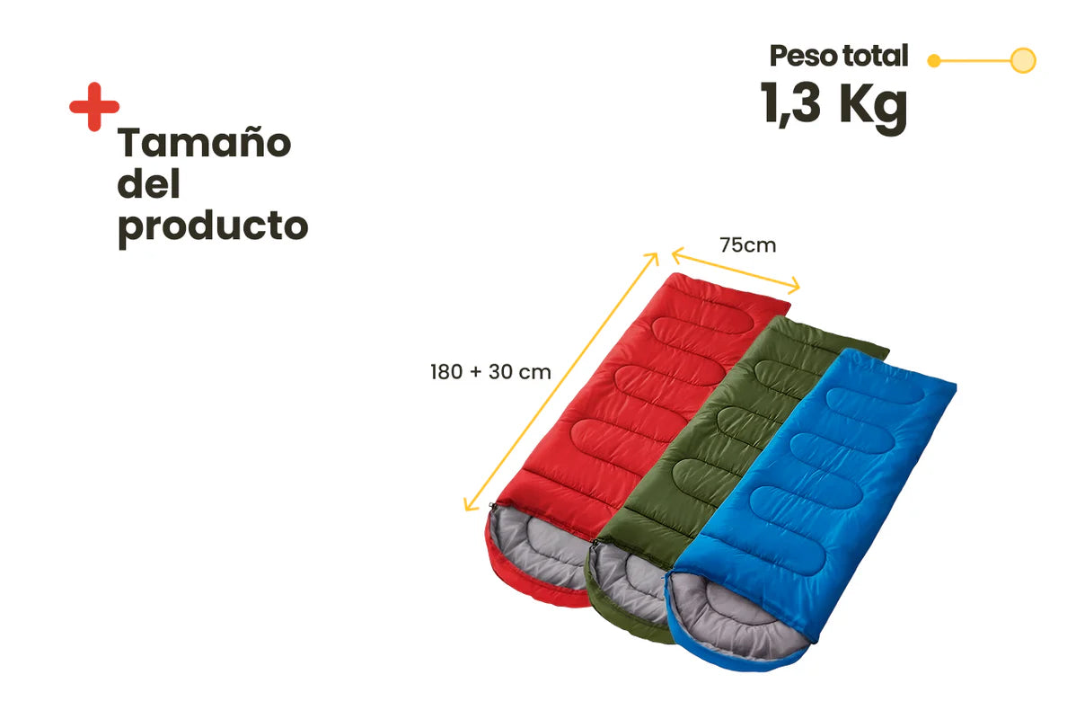 Saco de Dormir 5/+20ºC con Bolsa de Transporte – Ligero, Compacto y Resistente (Rojo)