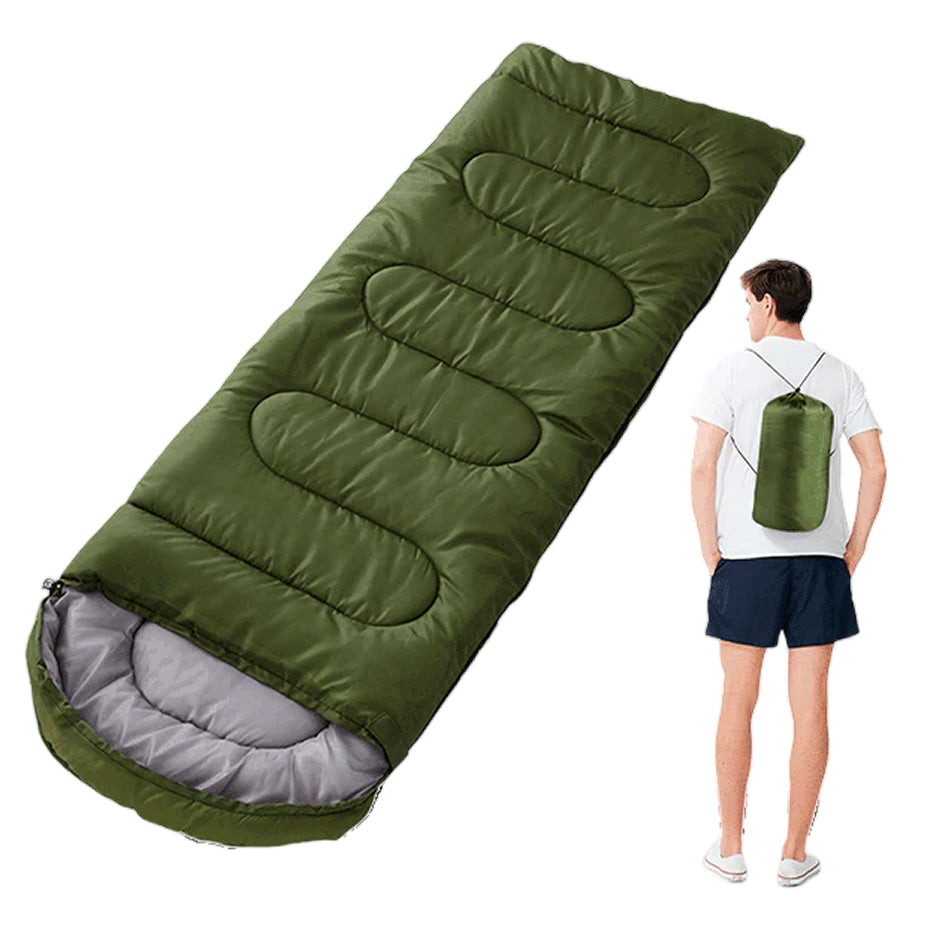 Saco de Dormir 5/+20ºC con Bolsa de Transporte – Ligero, Compacto y Resistente (Verde)