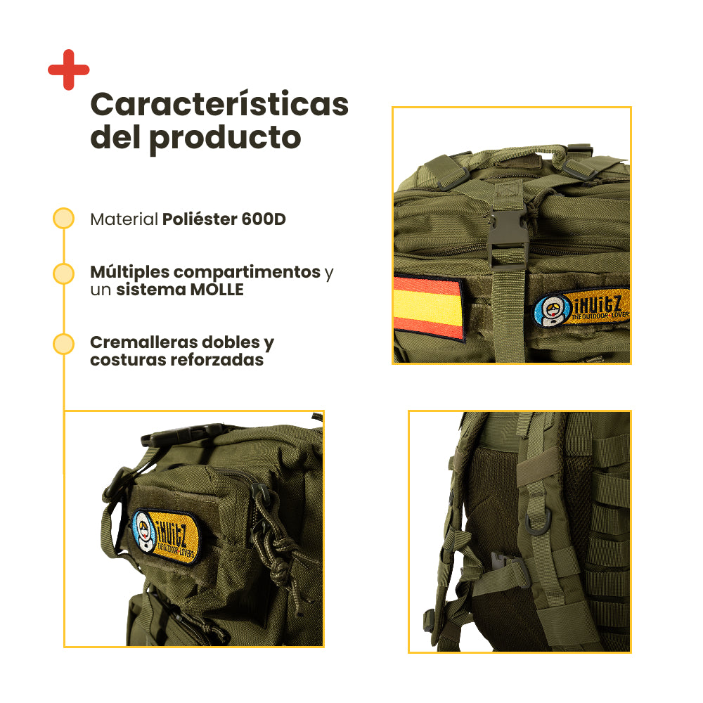 Mochila táctica estilo militar verde. 56L – Inuitz