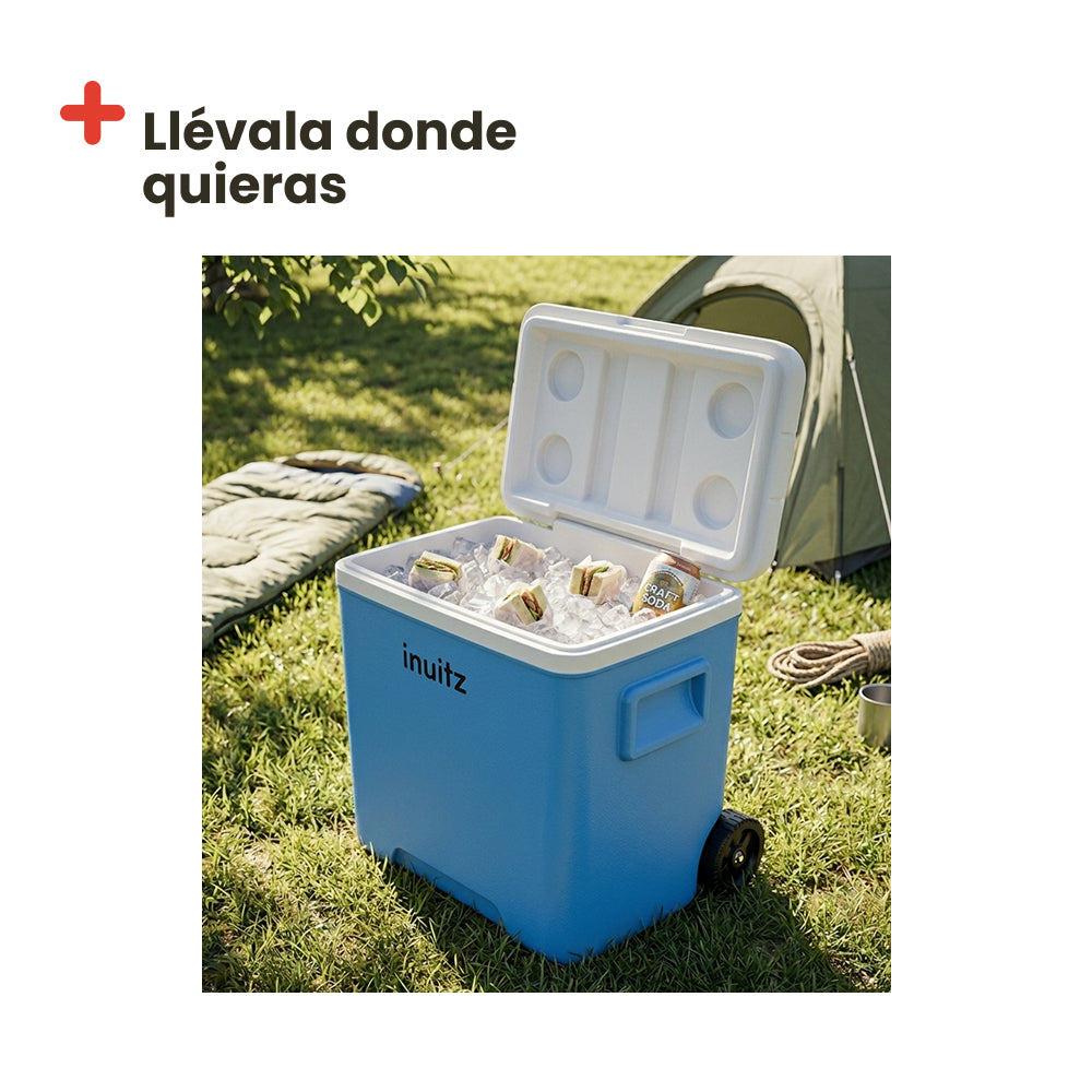 Portable Cooler with Wheels INUITZ Island Roller 30 Liters Blue