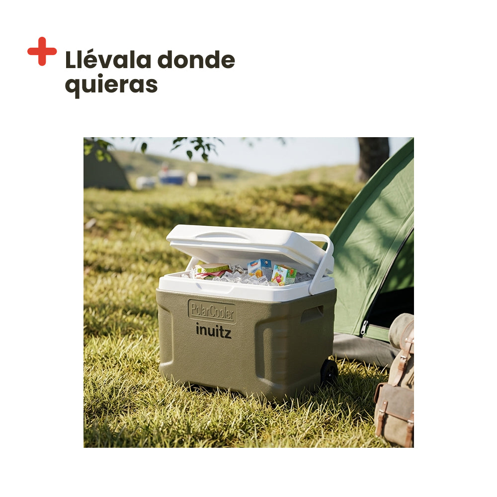 Portable Cooler with Wheels INUITZ Compact Roller 20L green