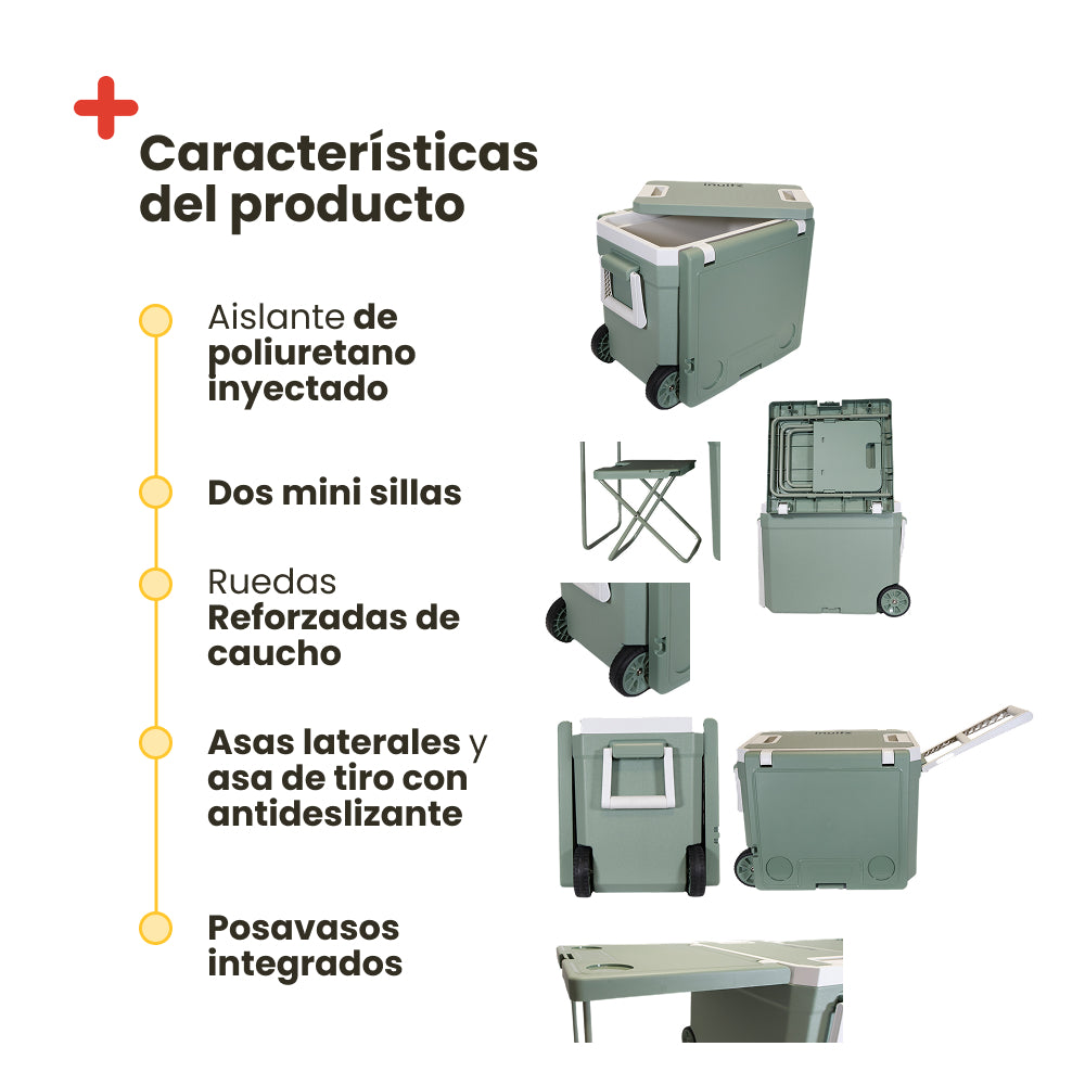 INUITZ Picnic Portable Cooler with Wheels 30 Liters