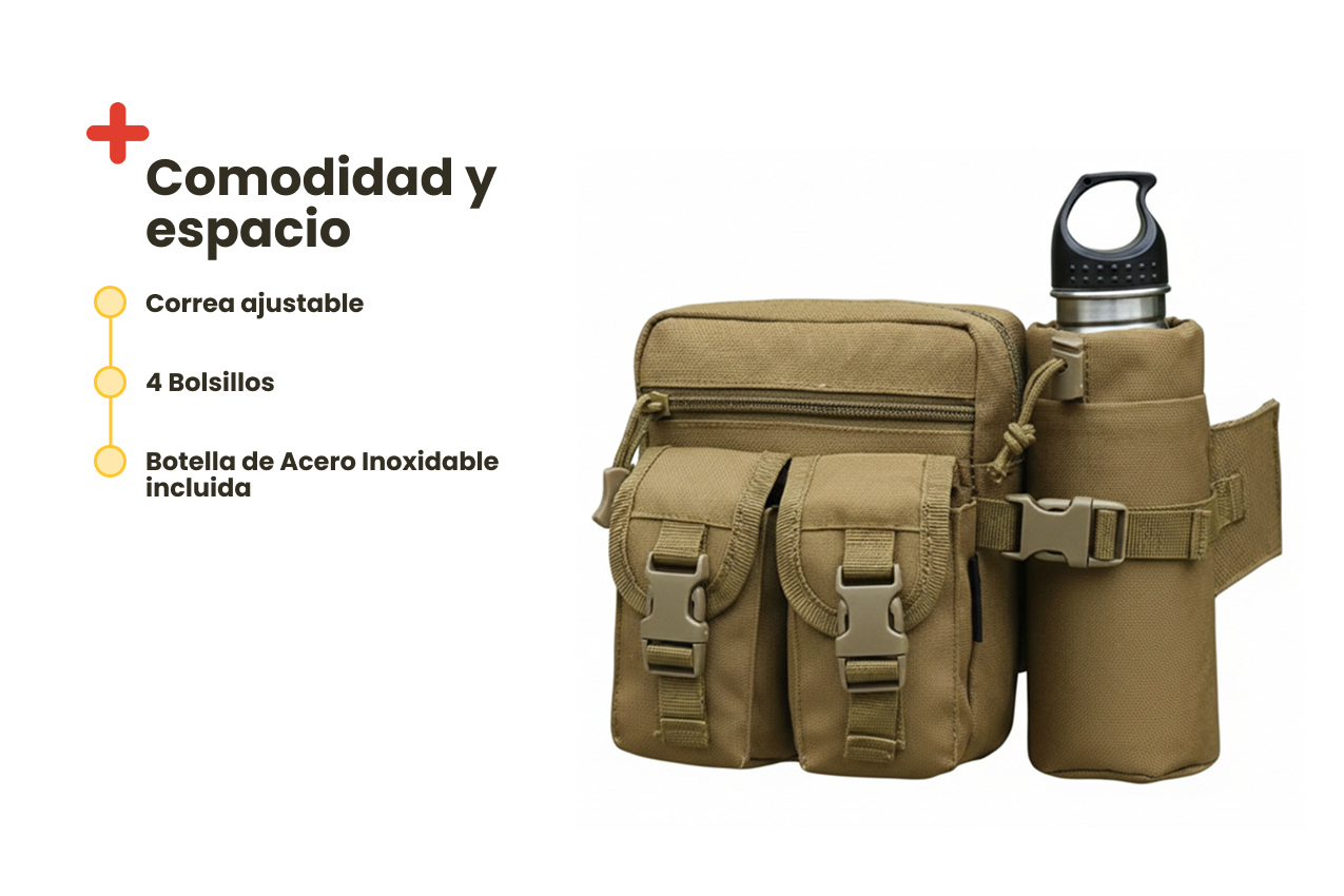 Riñonera Táctica con Botella de Aluminio Inuitz