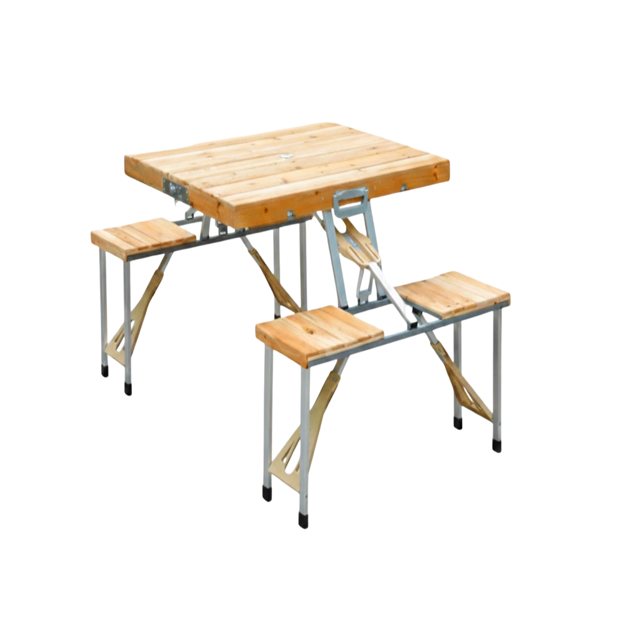 Mesa maleta con sillas plegables de madera