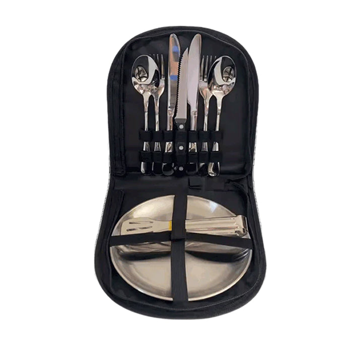 Set de cubiertos para acampada para 2 personas
