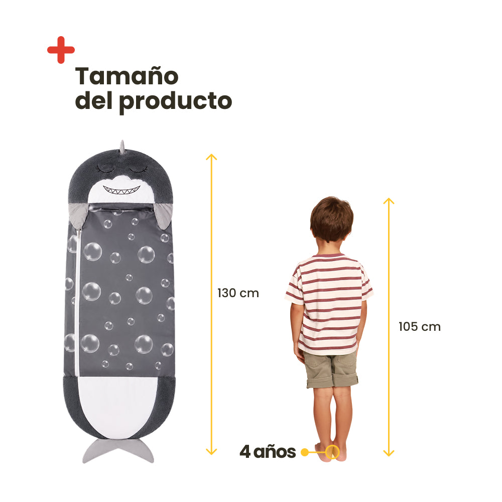 Children's Cotton Sleeping Bag 160x60 – Lightweight, Comfortable, and Safe (Shark)