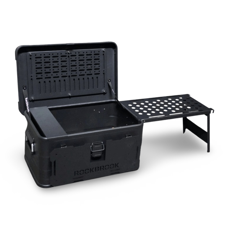 Caja almacenamiento 50l negra con mesa