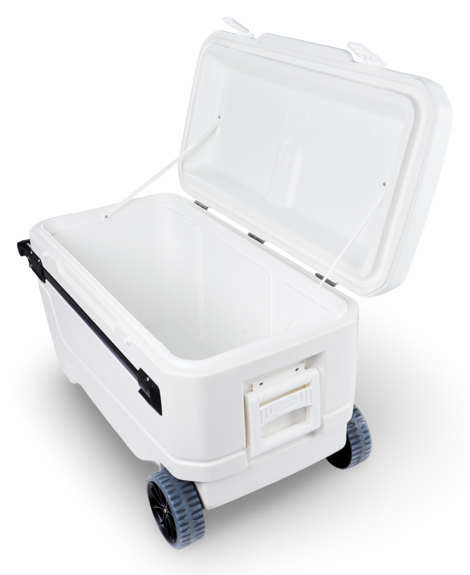 nevera portatil igloo 105 litros con ruedas abierta