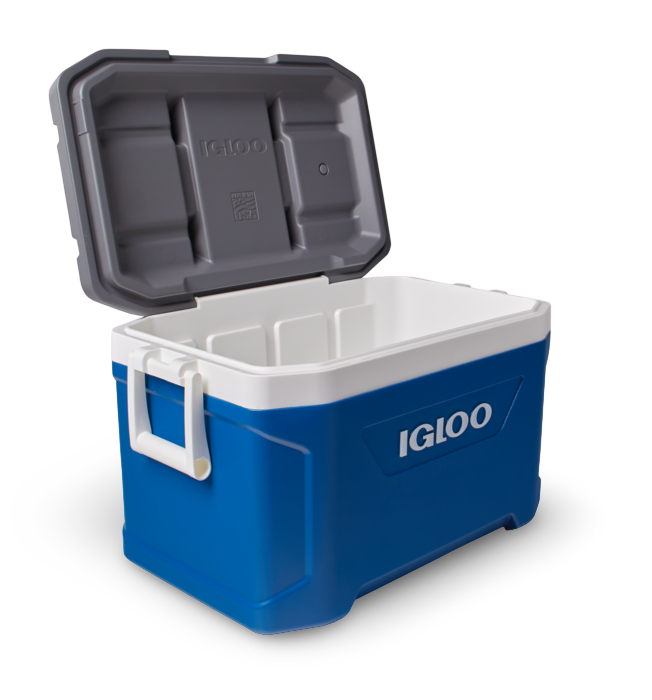 nevera portatil igloo 49 litros azul abierta