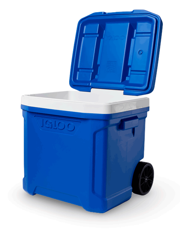 nevera portatil igloo con ruedas 58 litros abierta