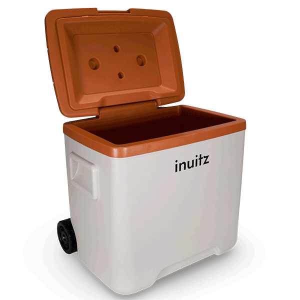 nevera portatil inuitz 30 litros con ruedas abierta