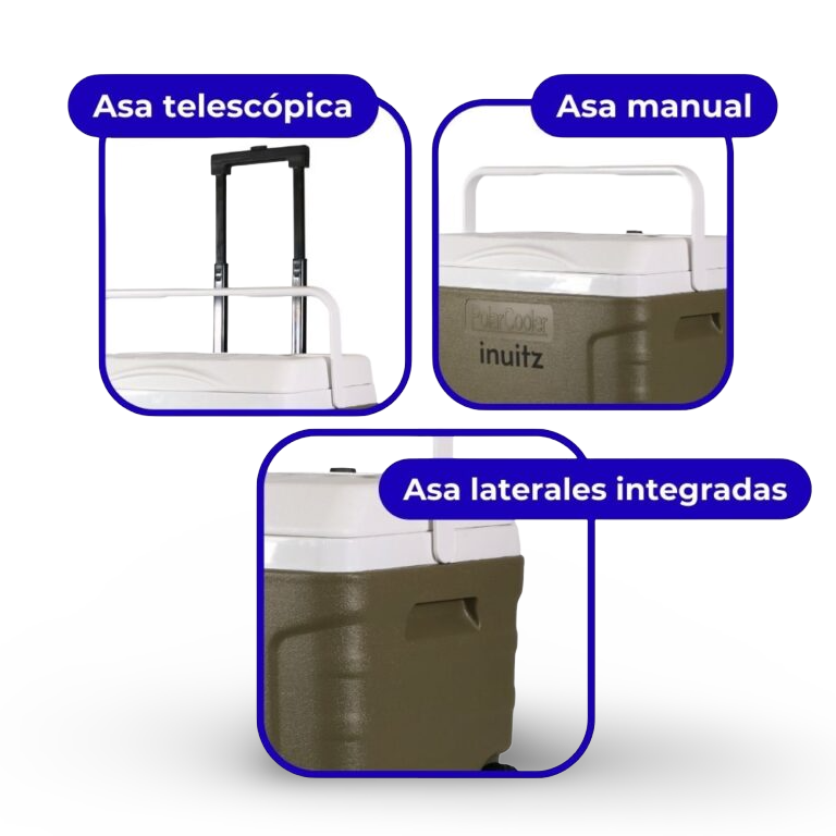 nevera portatil con ruedas inuitz verde 20 litros detalles