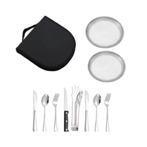set de cubirtos para acampada para 2 personas